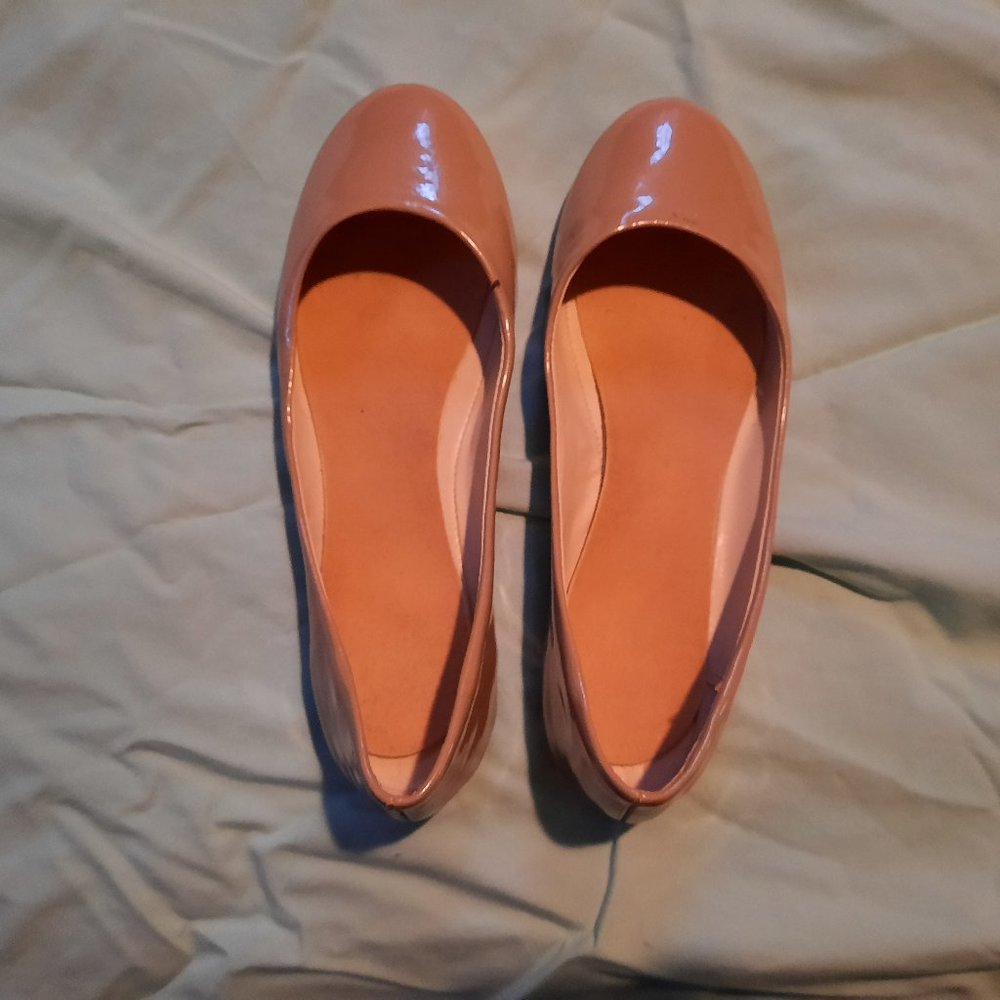 Nude patent ballet flats
